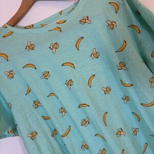 SGR Men Cotton‎ Shirt Large Button Banana AllOver Print Resort Vacation Tropical
